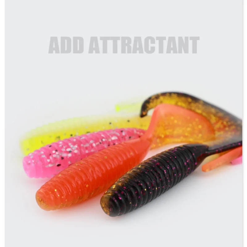 

10pcs Soft Grub Worm Lures 55mm Long Tail Jigging Swimbait Tackle Kit for Bass Trout & Freshwater Fishing