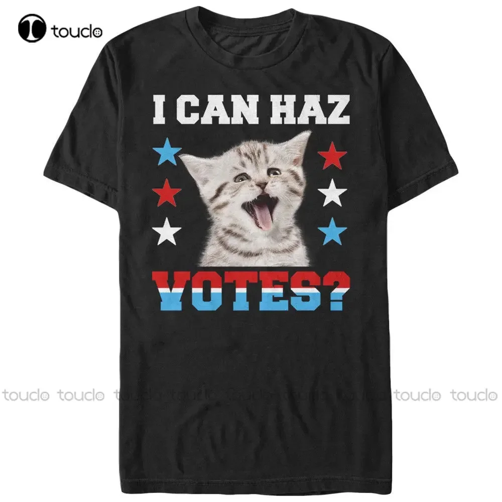 Hot Sale Men T Shirt Fashion Lost Gods I Can Haz Votes Cat Mens Graphic T Shirt Summer O-Neck Tops aldult Teen unisex
