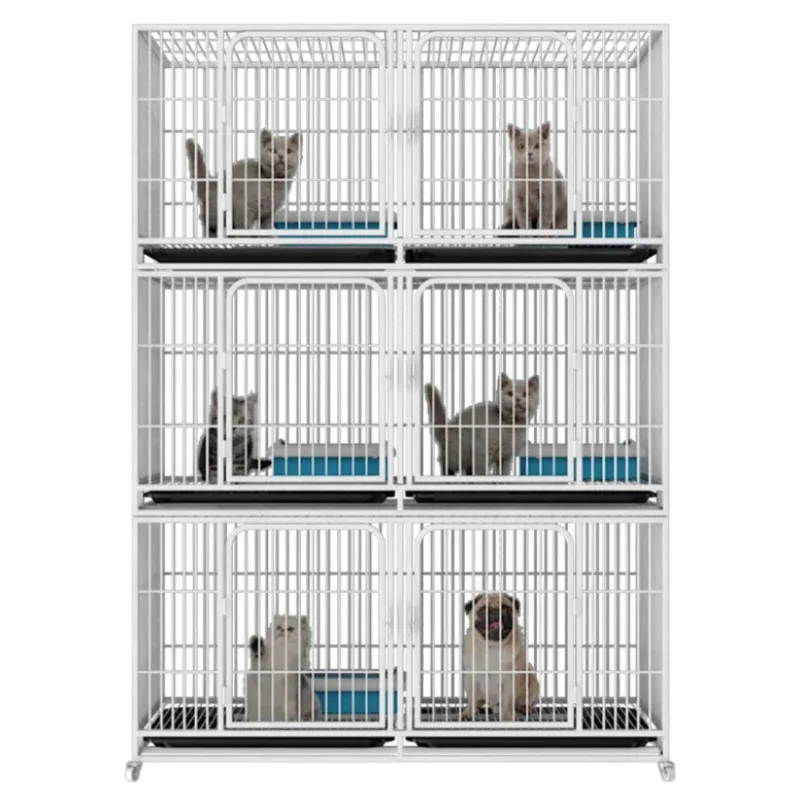 Wholesale Luxury Multiple Sizes Cat Breeding Cages Stainless Steel Wire 3-Layer Cat Rabbit Animal Cage With