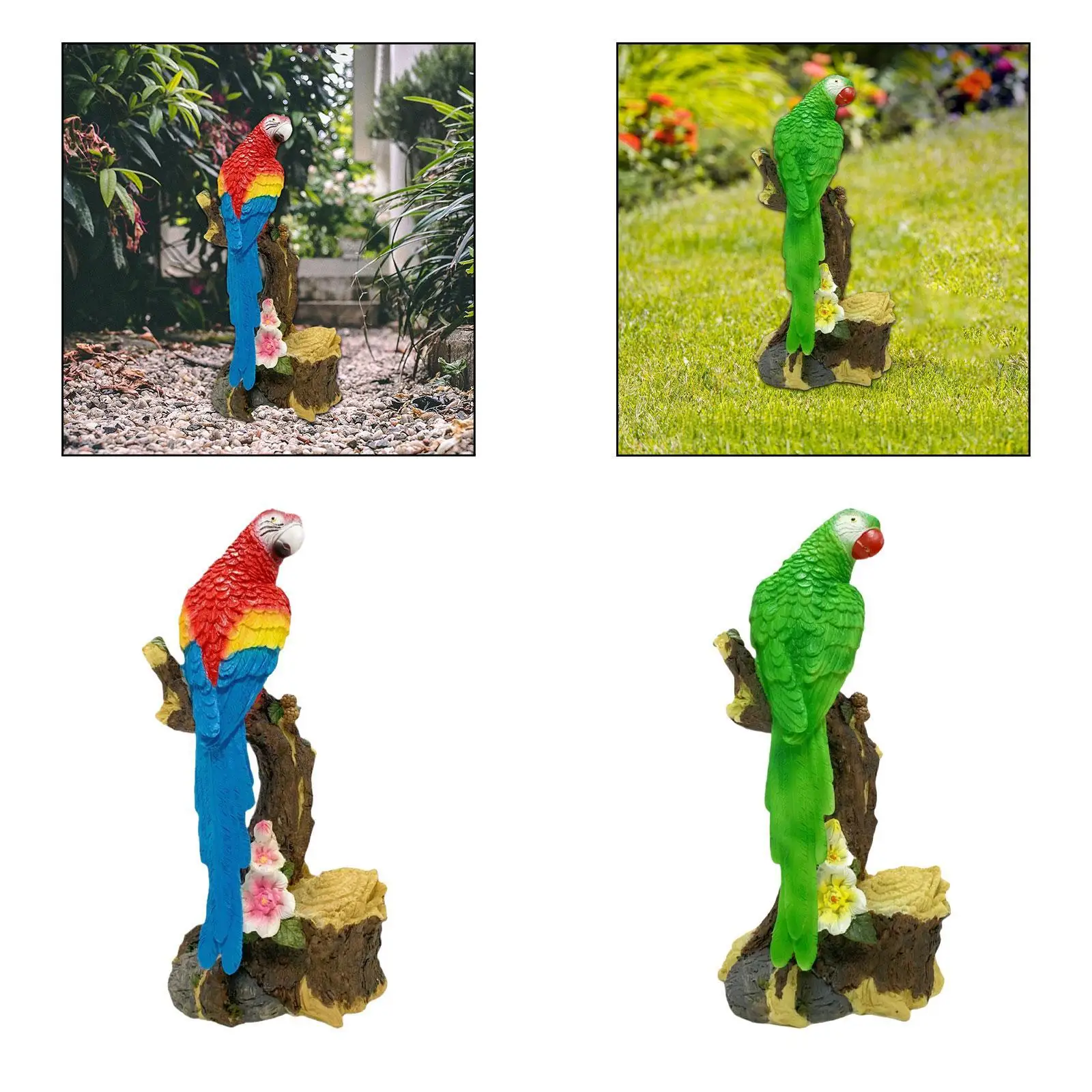 Garden Parrot Statue Garden Decoration Centerpiece Creative, Decor Animal Sculpture Resin Figurine for Patio Lawn Outdoor