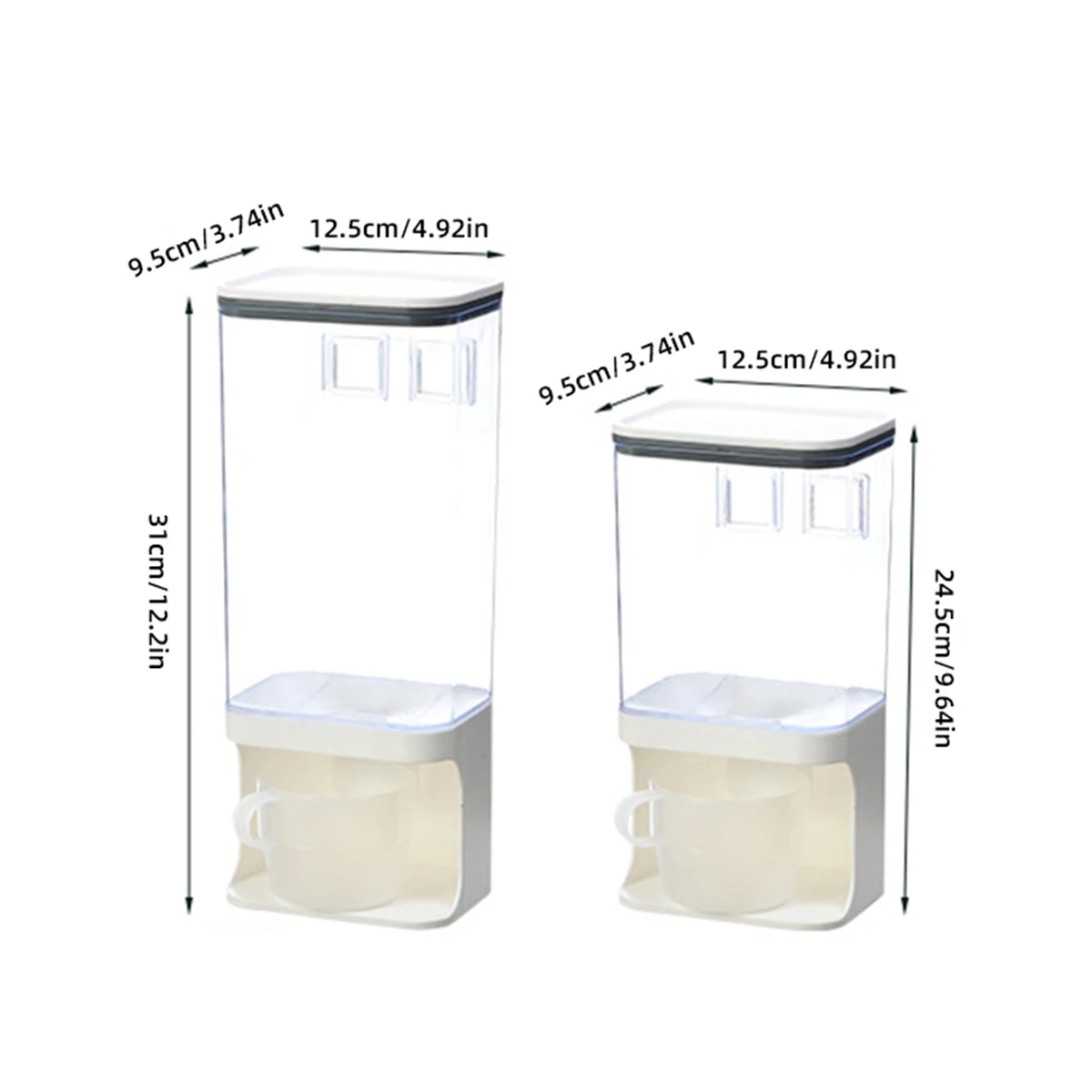 Cereal Dispenser Plastic Clear Wall Mounted Divided Rice Dry Food Container Storage Organizer for Home Kitchen