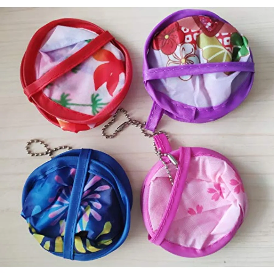 Round Japanese Style Folding Fans Hand Fan for Wedding Party and Personal Decoration, Set of 4, Random Color