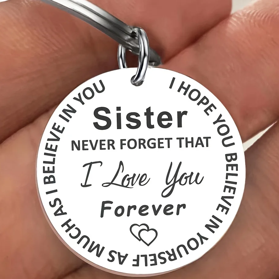 1pc Personalized Stainless Steel Keychain Gift For Sister