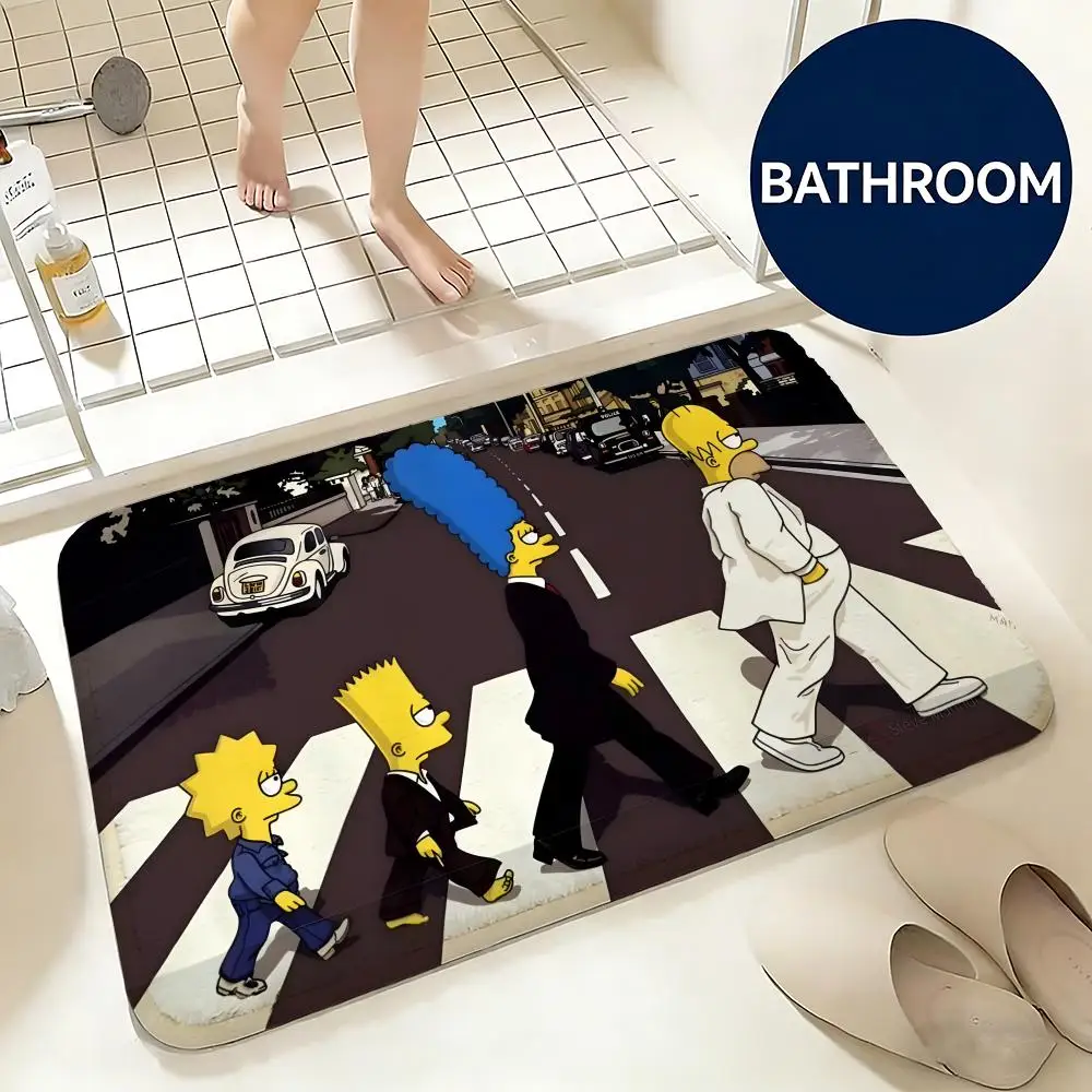 Soft Flannel Floor Mat Cartoon The Simpsons Floor Mat Non-Slip Absorbent Doormat Bathroom Bedroom Home Decor Rug