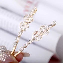 Trendy Heart Shape Hair Pin for Women Girls Gold Plating Crystal Hair Clip Barrette Children's Hairgirps Bobby Pins Accessory