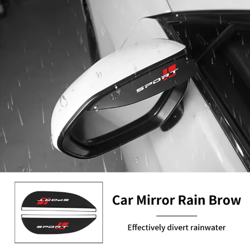 Cartoon-Style Rain Shield for Rearview Mirror with Four Red Squares, Car-Mounted Reflective Mirror Rain Shield, Anti-Rain and Sun Protection for Reversing Mirror
