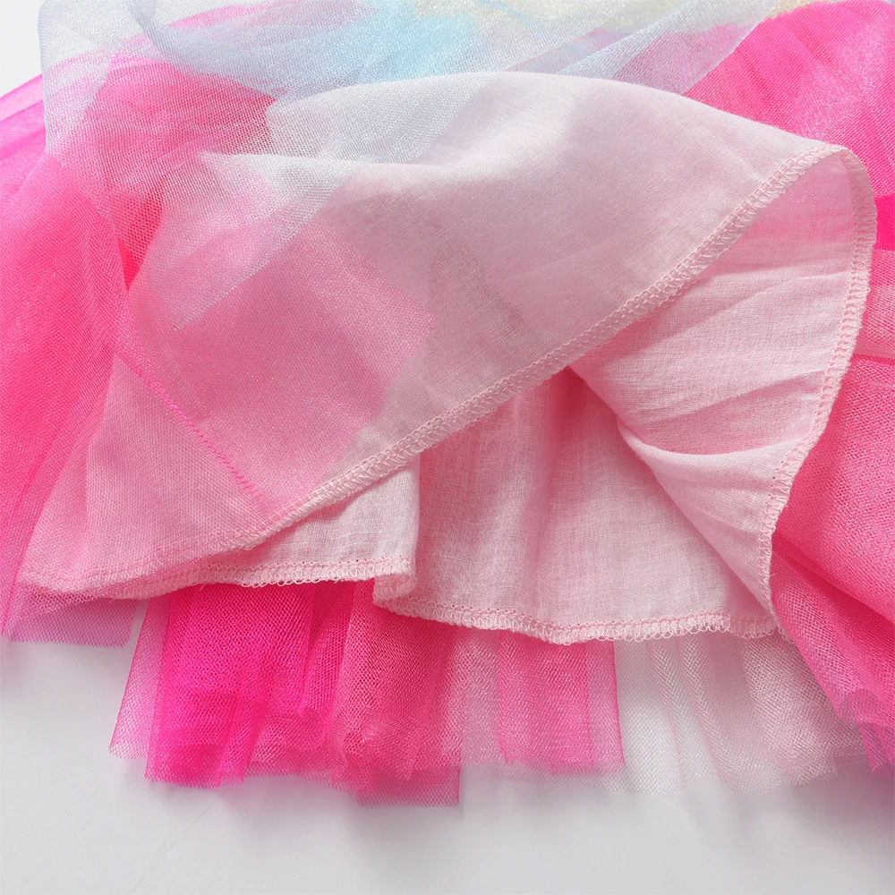 DXTON Girls Performance Costumes Four Seasons Color Patchwork Children Mini Tutu Skirts Belt Elastic Kids Ball Gown Petiskirt