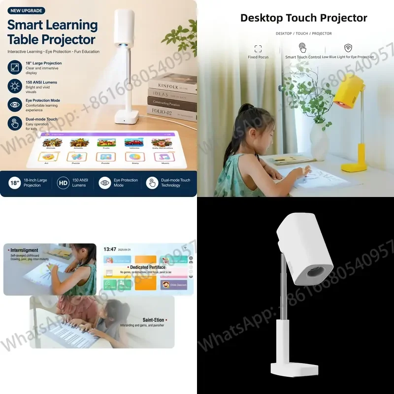 New Compact Design 4k 720P Home Touch Screen Children Smart Learning Table Projector, Home-based Self-study and Entertainment