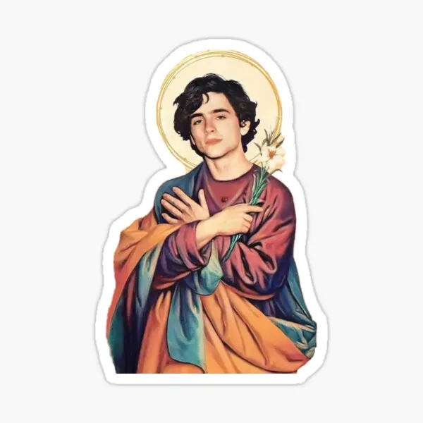 Timothee Chalamet Saint God  5PCS Stickers for Car Laptop Kid Window Home Stickers Cute Bumper Room Funny Wall Background