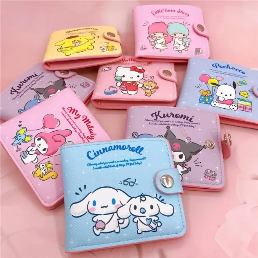 Sanrio Coin Purse Card Package My Melody Kuromi New Pu Casual Money Bag  Wallet with Buttons