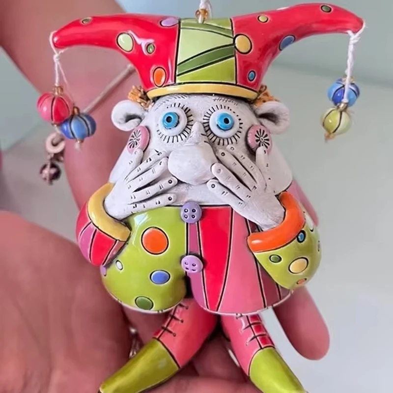 Ornamen Lonceng Angin Badut Halloween Ornamen Taman Luar Ruangan Hadiah Dekoratif Resin