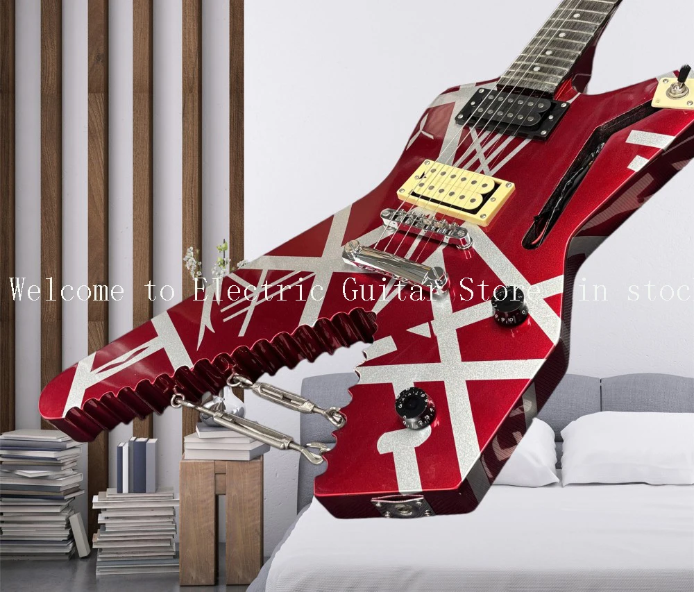 hot 6-String Striped Irregular-Shaped Electric Guitar with Hh Pickup, 2 Knobs, Low-Noise Circuit Guitars. a Distinctive #ASP6542