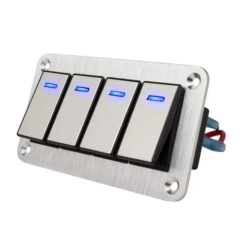 Imagen 1 del producto Panel de interruptor basculante LED impermeable de Metal para coche con salida de 12V Panel de interruptor de carga CC para coche