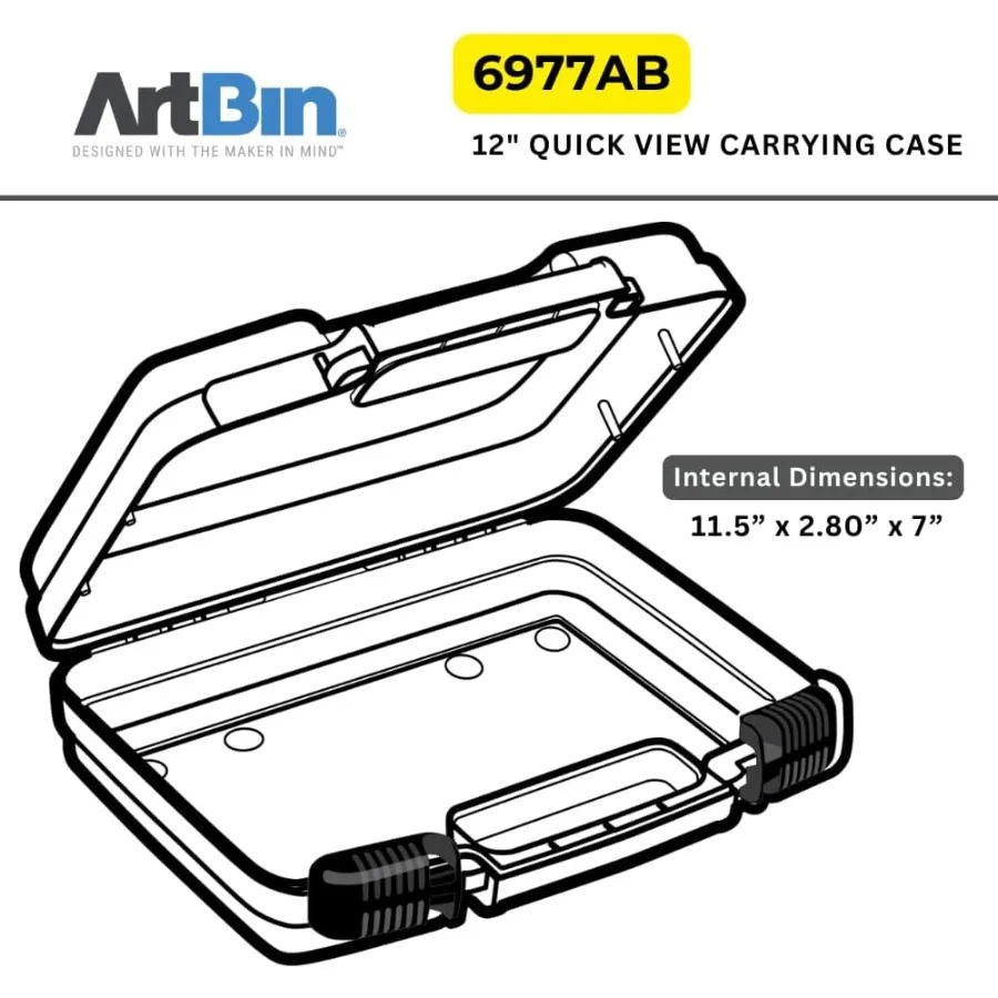 6977AB 12 inch Quick View Deep Base Carrying Case Portable Art Craft Organizer with Handle for Artists and Crafters Transparent