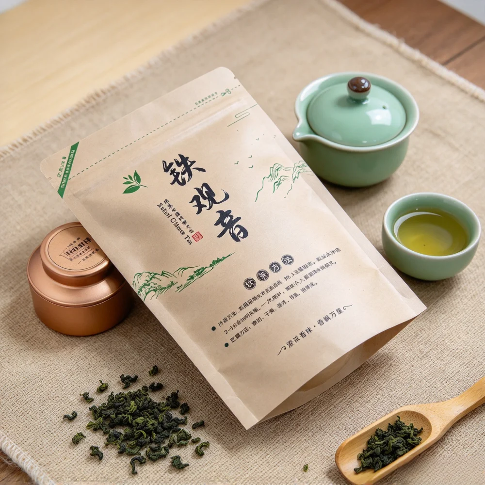 Chinese Eco-friendly Kraft Paper Tea Bag 250g/500g Premium AAAAA TieGuanYin Tea Bag Jasmine Tea Bag Quality Recyclable