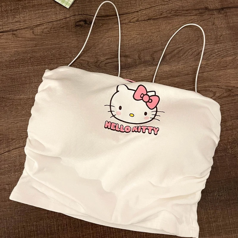 Hello Kitty Pyjamas Set Animes Woman Short-Sleeved Top Casual Shorts Fashion Slim Women Camisole 2024 Woman Homewear Sets