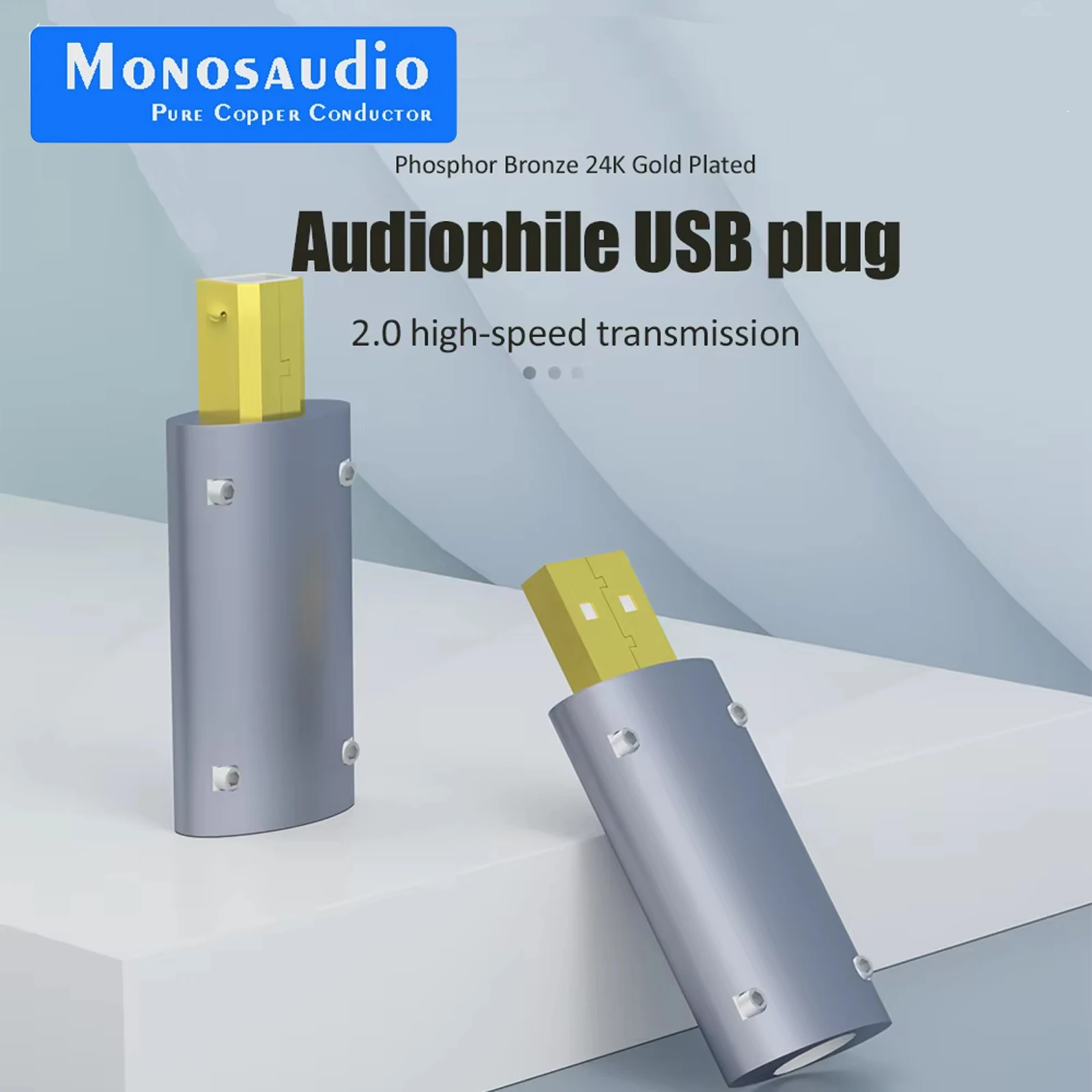 Monosaudio High Quality Gold Plated USB2.0 Plug USB Connector DIY Hi-Fi USB Cable Gold Plated USB B Part A50G/B50G