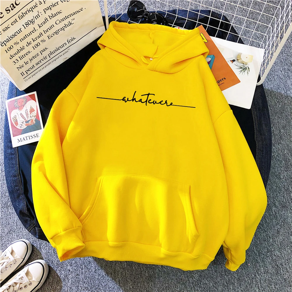 

whatever Letter Printing men Hoodies Fleece Warm Breathable Pocket Sweatshirts Winter Comfortable Pullover man Womens Clothes