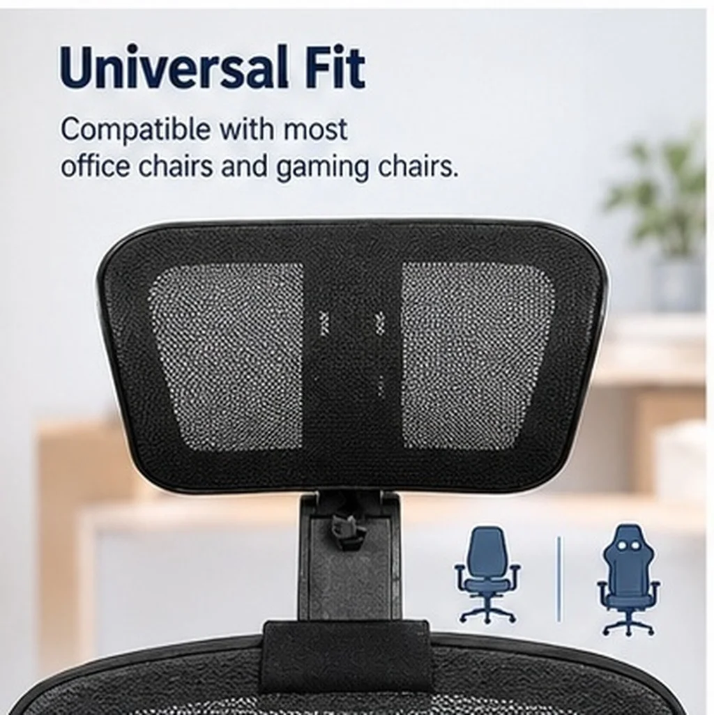 Adjustable Mesh Headrest for Office & Gaming Chair – Ergonomic Neck Support, Universal Fit, Breathable Fabric