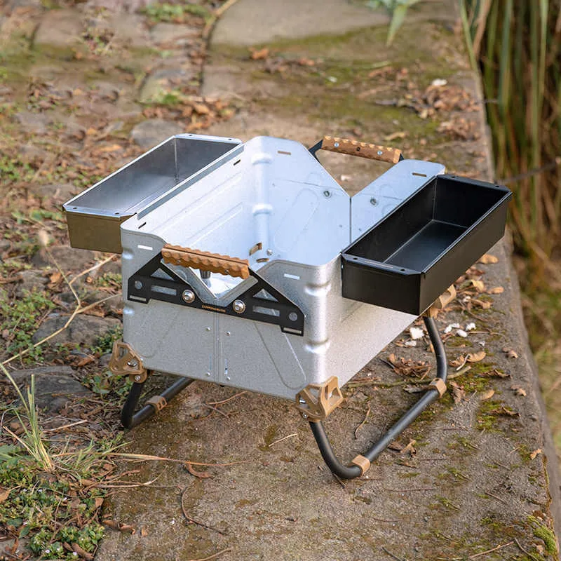 IGT Table Folding Storage Box, Stainless Steel Drain Basket, Lightweight Table Box, Camping Table Accessories, 0.5 Unit