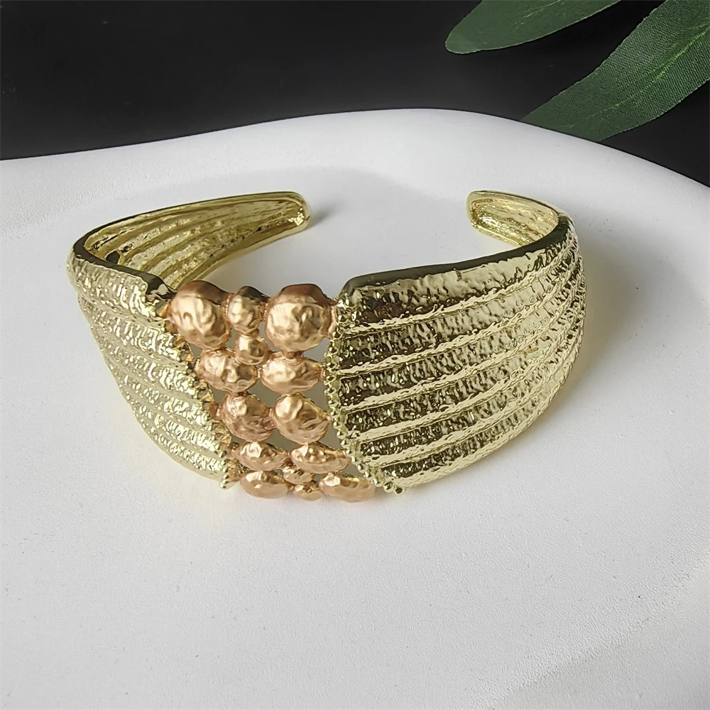STAR Exaggerate Big Jewelry Set Two Tone Choker Necklace Bracelet Large Earring Ring Luxury Gold Plated Wedding Gift 2025 New