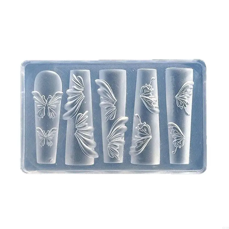 قالب فني مرن من Unguis لتصميمات Unguis المختلفة التي تسلط الضوء على تأثير النقش على شكل فراشة ثلاثية الأبعاد #1