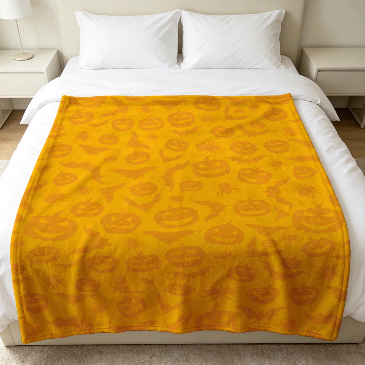 Orange Halloween Pumpkins Winter Summer Flannel Blanket Throw Fleece Soft Fuzzy Plush Cozy Fleece Blankets for Sofa Ideal Gifts