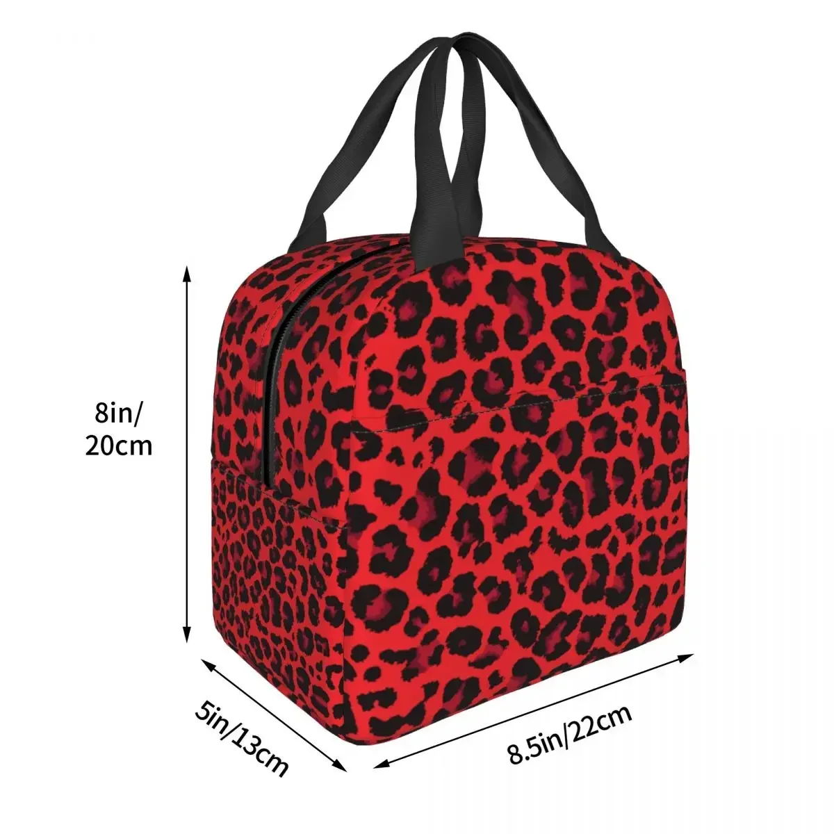 Saco de almoço para homens mulheres leopardo impresso vermelho sacos térmicos portátil piquenique escola lona tote sacos de armazenamento de alimentos