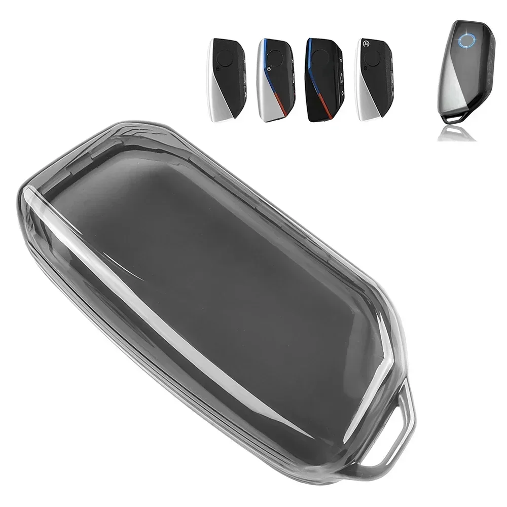 1PCS Car Key Fob Case For BMW X5 G05/X6 G06/X7 G07/2-Series Active Tourer U06 2022-2024 TPU Black Transparent Car Key Fob Case