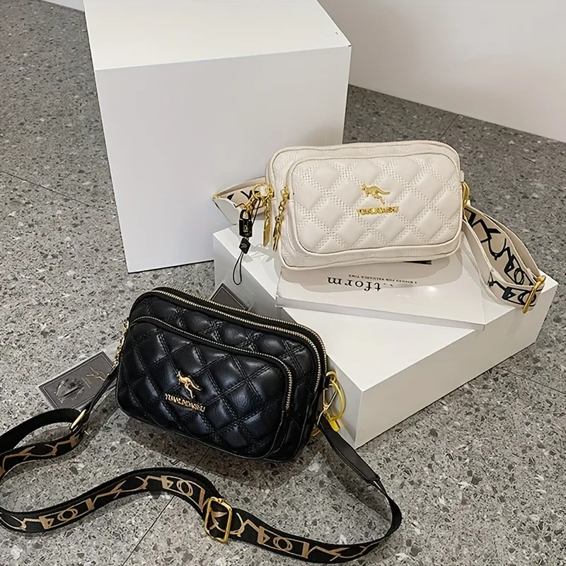 

Женские кожаные трехслойные сумки через плечо, универсальная однотонная металлическая сумка через плечо с ромбовидной сеткой, подходящая для поездок на работу, банкетов