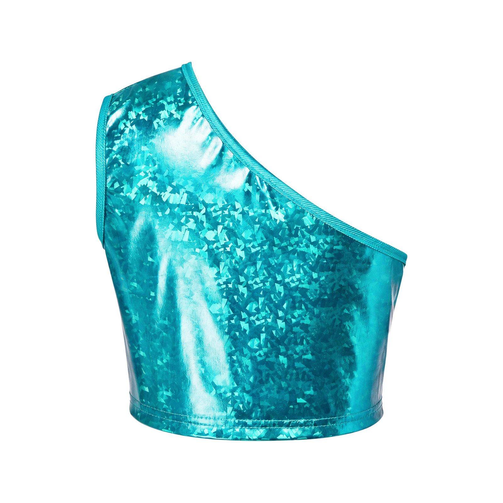 Kinder Jungen Ärmelloses Glänzendes Crop-Top Mädchen Hip-Hop Jazz-Tanz-Oberteil Einschultriges Metallic-Crop-Top Jazz-Tanz-Auftrittskostüm – Detail 23