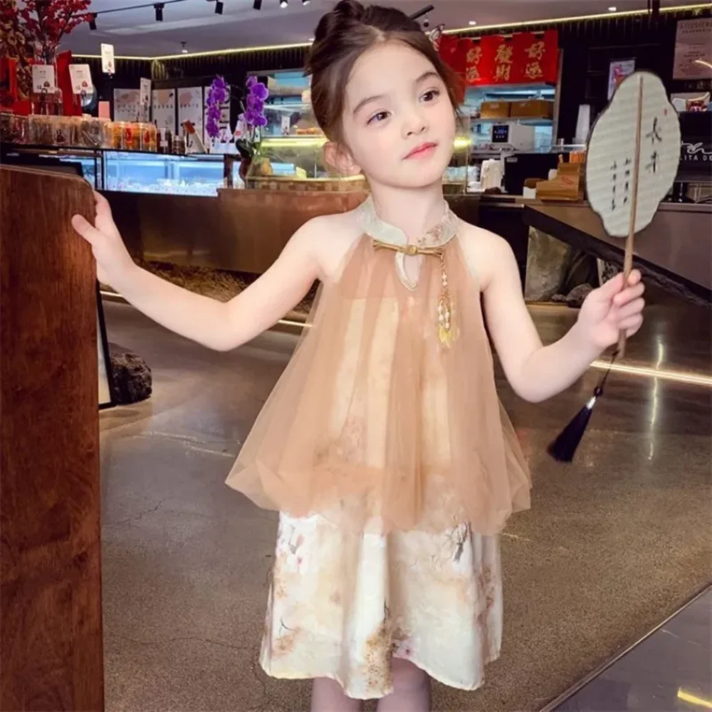 فستان شيونغسام صيفي للفتيات برقبة معلقة سترة شبكية لزي 2026 فستان أطفال جديد ملابس كورية تقليدية #6