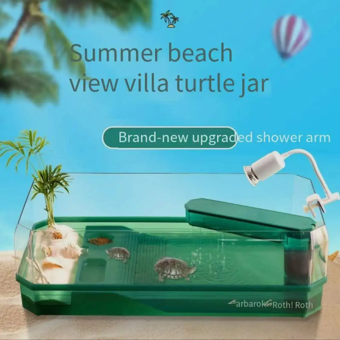 

Aquarium turtle tank lazy person water-free breeding box with drying platform ecological turtle tank aquarium accessories 220V