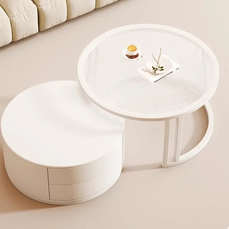 

Coffee Table Storage White High Nordic Organizer Mobile Coffe Table Furniture