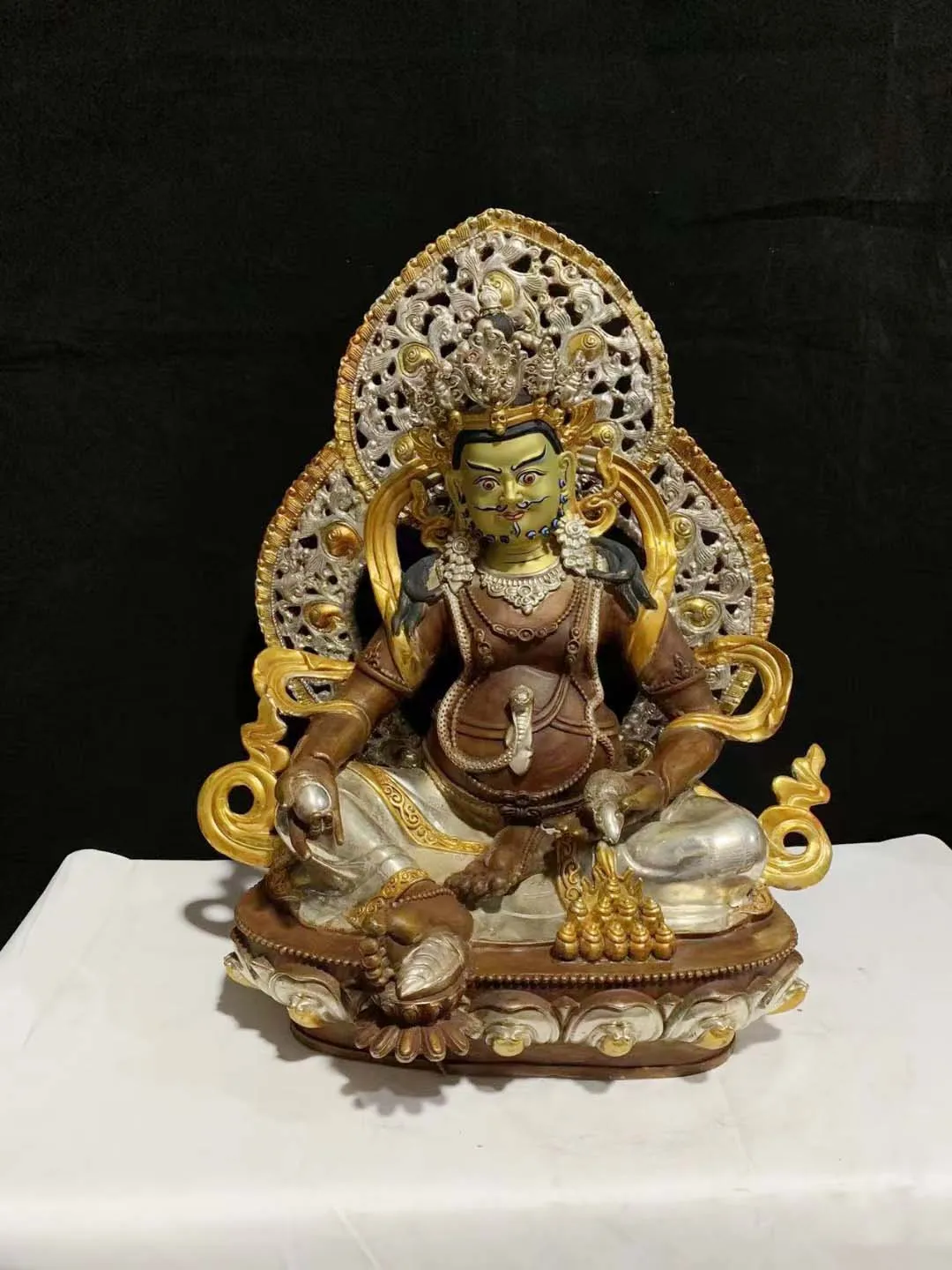 48CM large Wholesale Buddha statue # gilding COPPER Yellow Jambhala fortune god temple family Altar efficacious