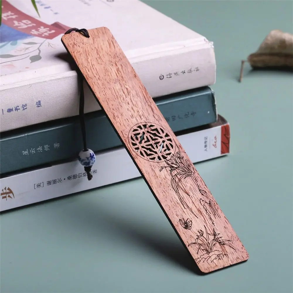 Durable Wooden Vintage Bookmark Stationery Plum/Orchid/Bamboo/Chrysanthemum Book Clip Retro Chinese Style Pagination Mark