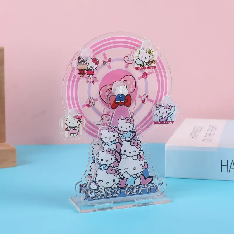 Hello Kitty Sanrio Series Acrylic Rotating Ferris Wheel Stand Cute Desktop Decoration Ornaments Children's Toys Birthday Gifts