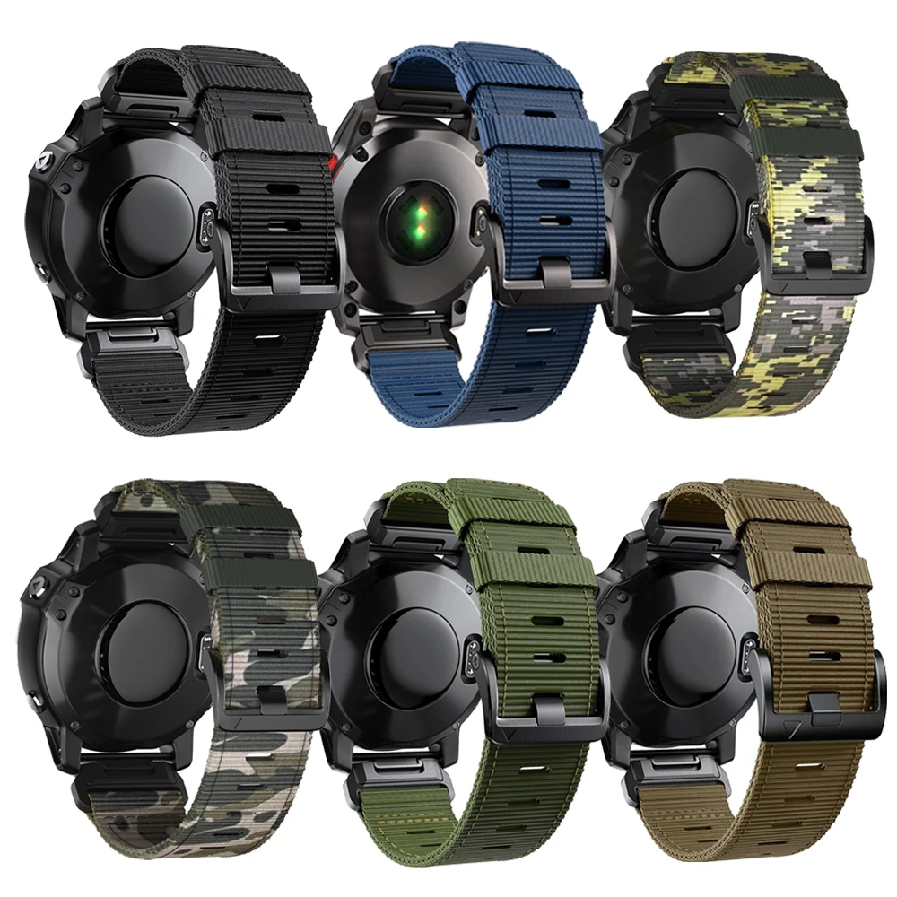 for Garmin Enduro 3 2 Tactix 8 Nylon Watch Band Quickfit for fenix 8 Pro E 7X 7 6X Instinct 3 Mk3 EPIX gen2 22mm 26mm Camo Strap
