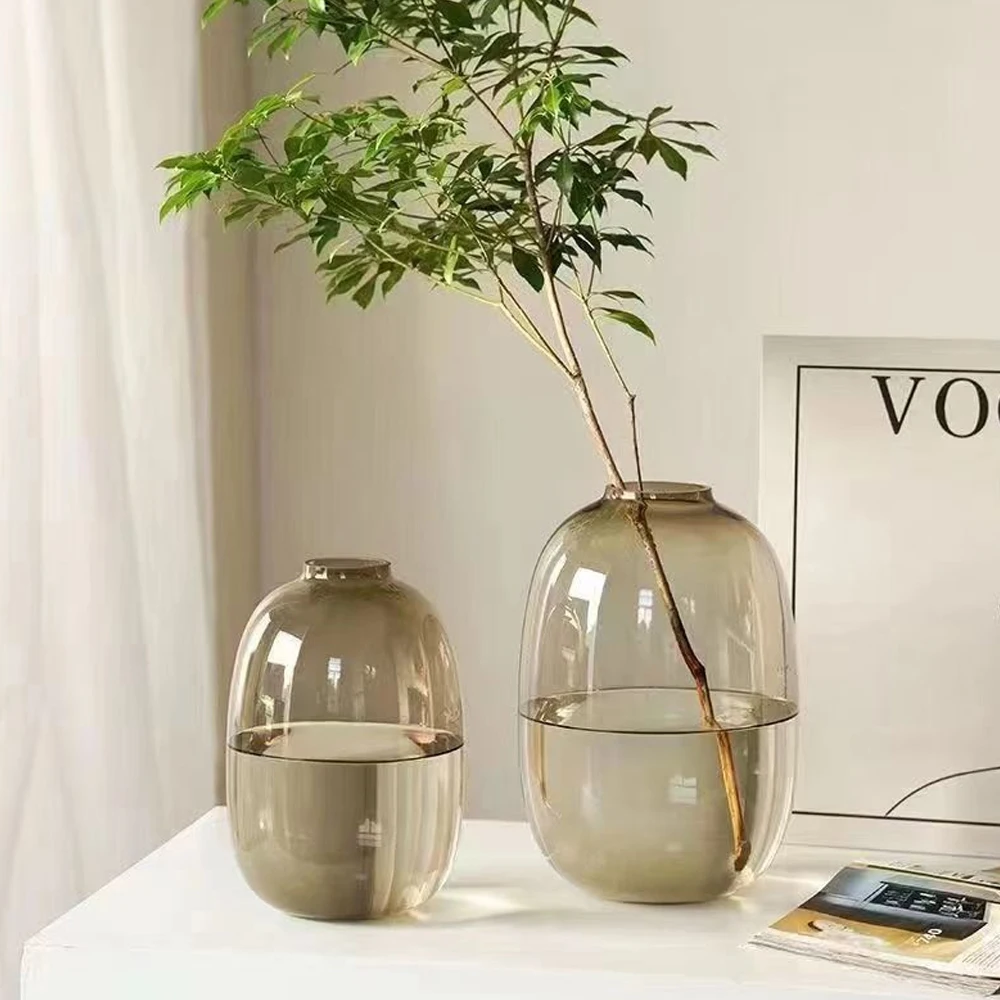 Glass Vase, Primary Colored Glass Vase, Clear Tabletop Vase, Flower Arrangement for Long Stem Branch Artificial Plant Home