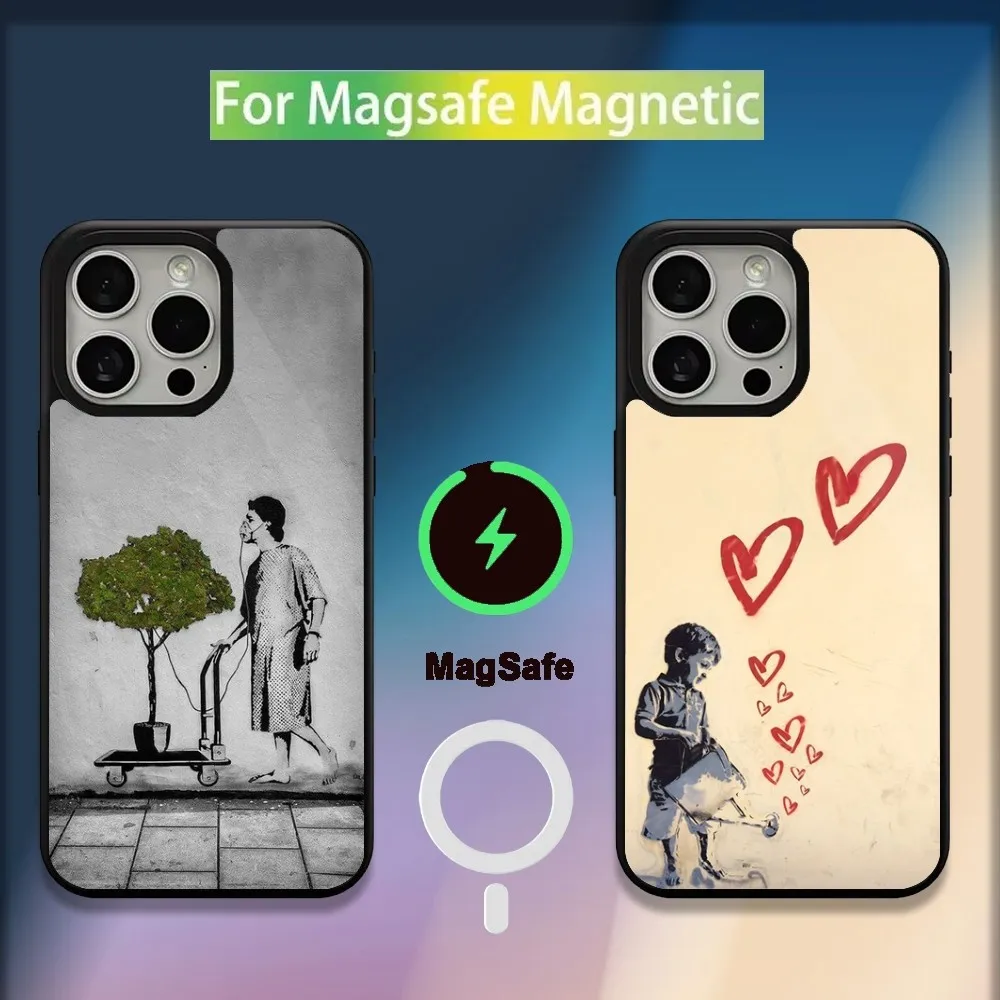 

Street Art Banksy Graffiti Phone Case For iPhone 16,15,14,13,12,11,Plus,Pro,Max,Mini Magsafe Magnetic Wireless Charging