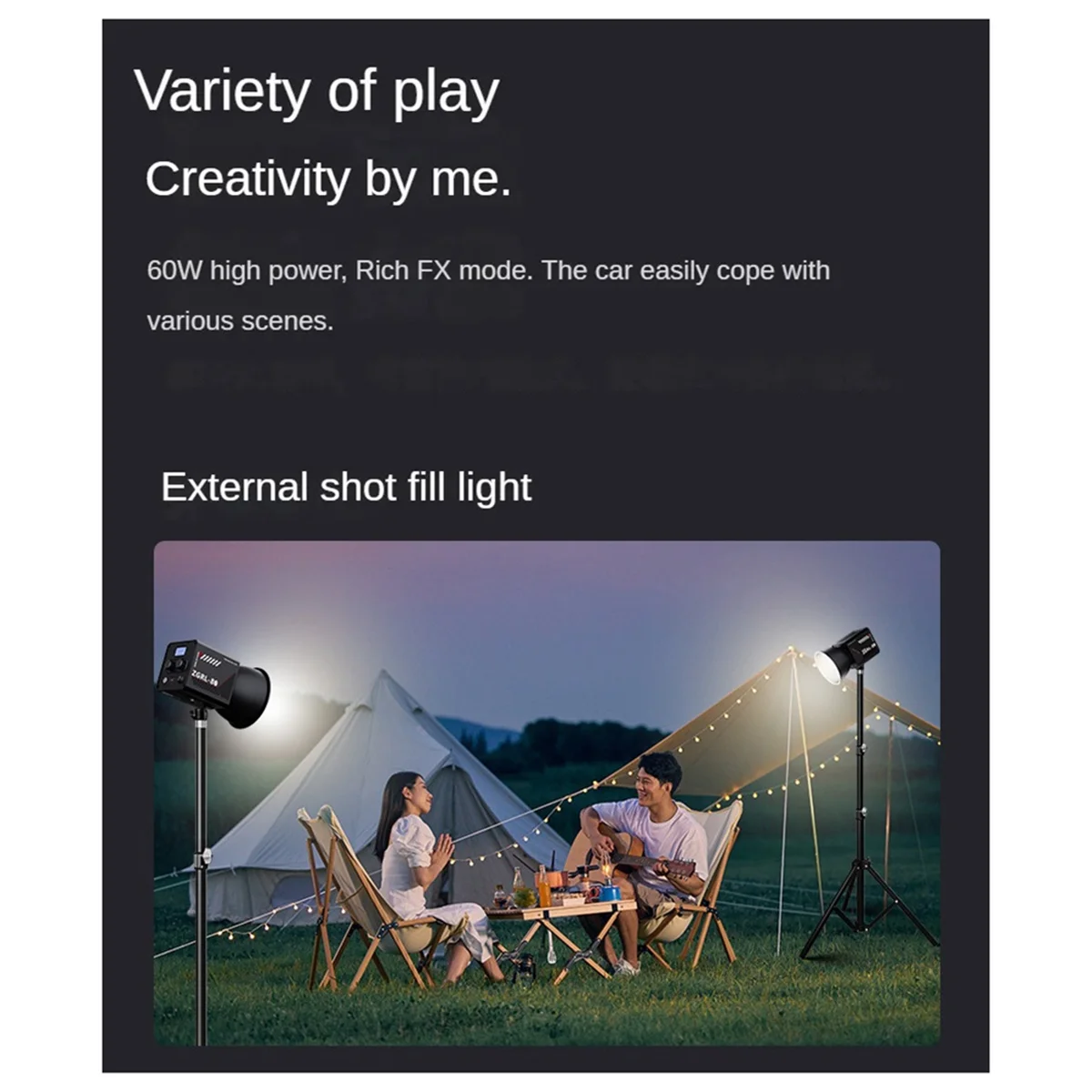 TCE NEW 80W LED Video Light Bi-Color COB Photographic Studio Light 2500K-6500K 10000mAh for Video Livestreaming EU-PLUG