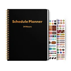 Daily Planner Undated, To Do List Notebook with Hourly Schedule Calendars Meal, Spiral Appointment Organizers Notebook for Man/W