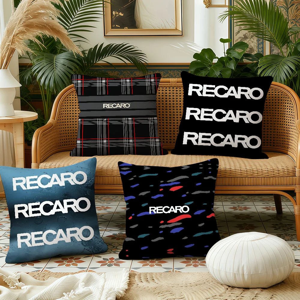 Fashion R-Recaro logo cushion cover Pillow Case Plush Fabric Soft Double Sided Print Sofa Cushion Cover Throw Pillow Covers