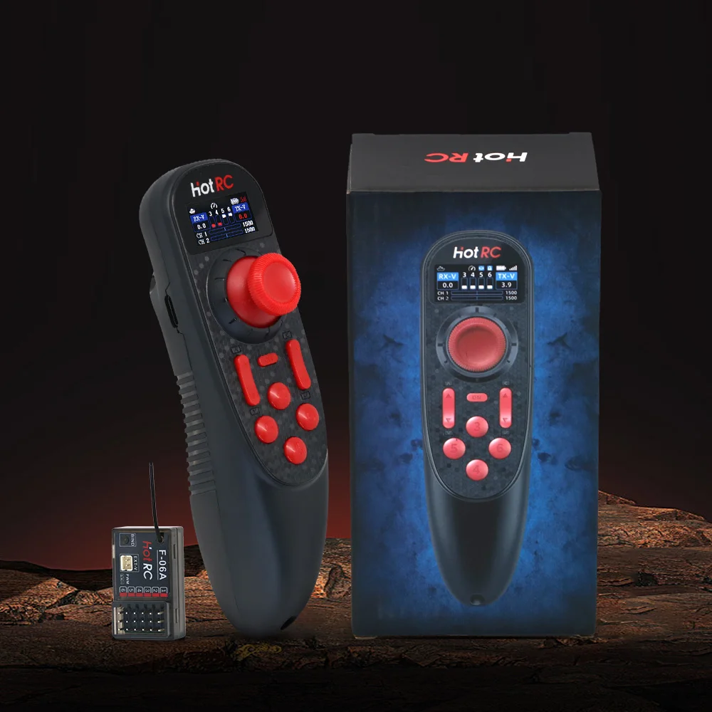 HOTRC DS-650 RC Transmitter 6CH 2.4G Radio System Color Screen Remote Controller F-06A Receiver for RC Boat Model DS600 Upgrade