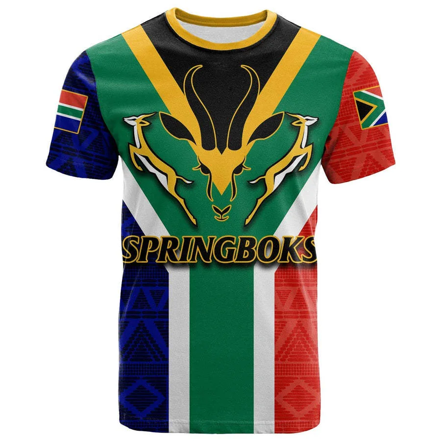 South Africa Map Flag Graphic T Shirts Fashion Springbok 3D Printed T Shirt For Men Clothes National Emblem Tshirt Dashiki Tops