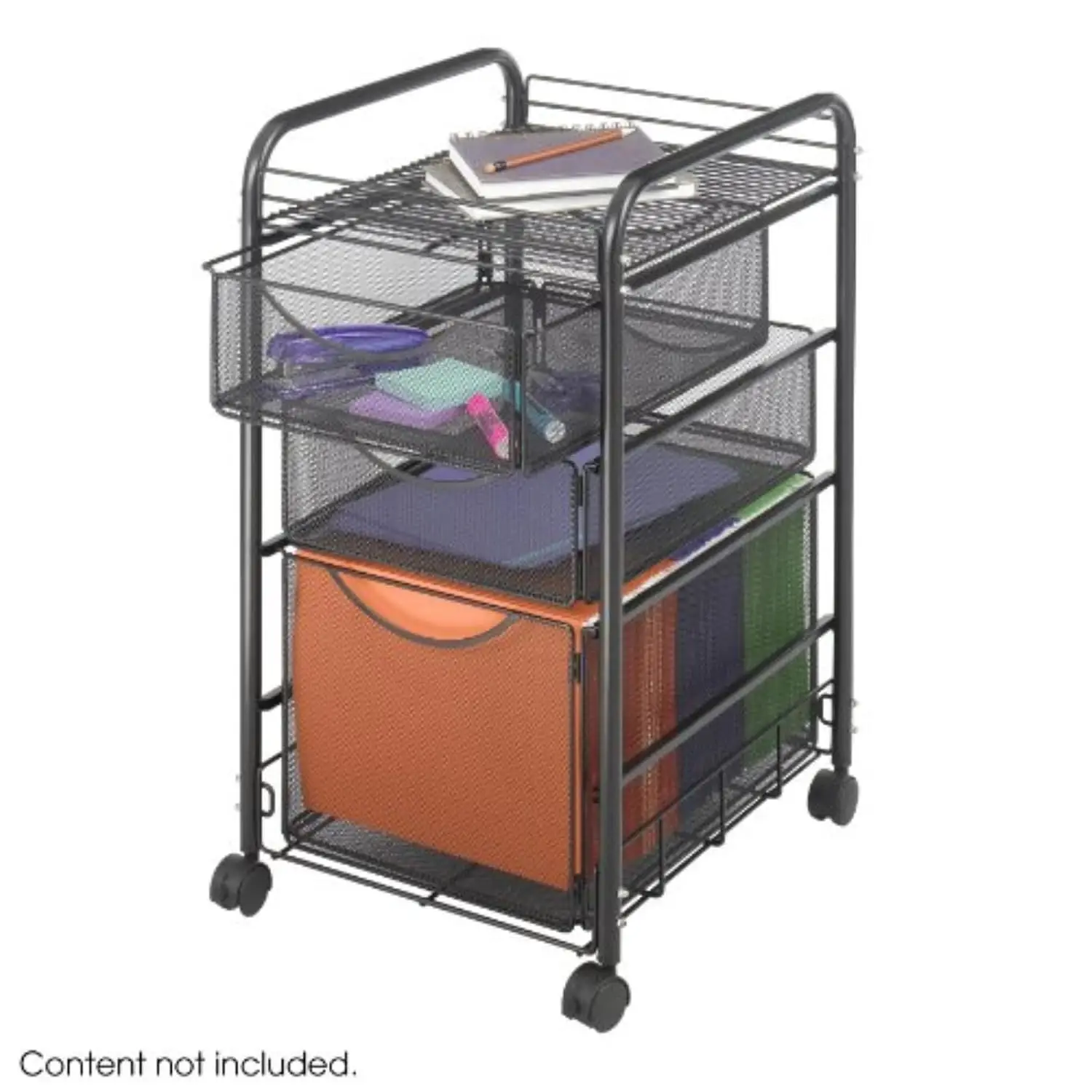 Large File Cart with Hanging Folder Drawer & 2 Supply Drawers, Letter-Size Steel Rolling Storage, Customized
