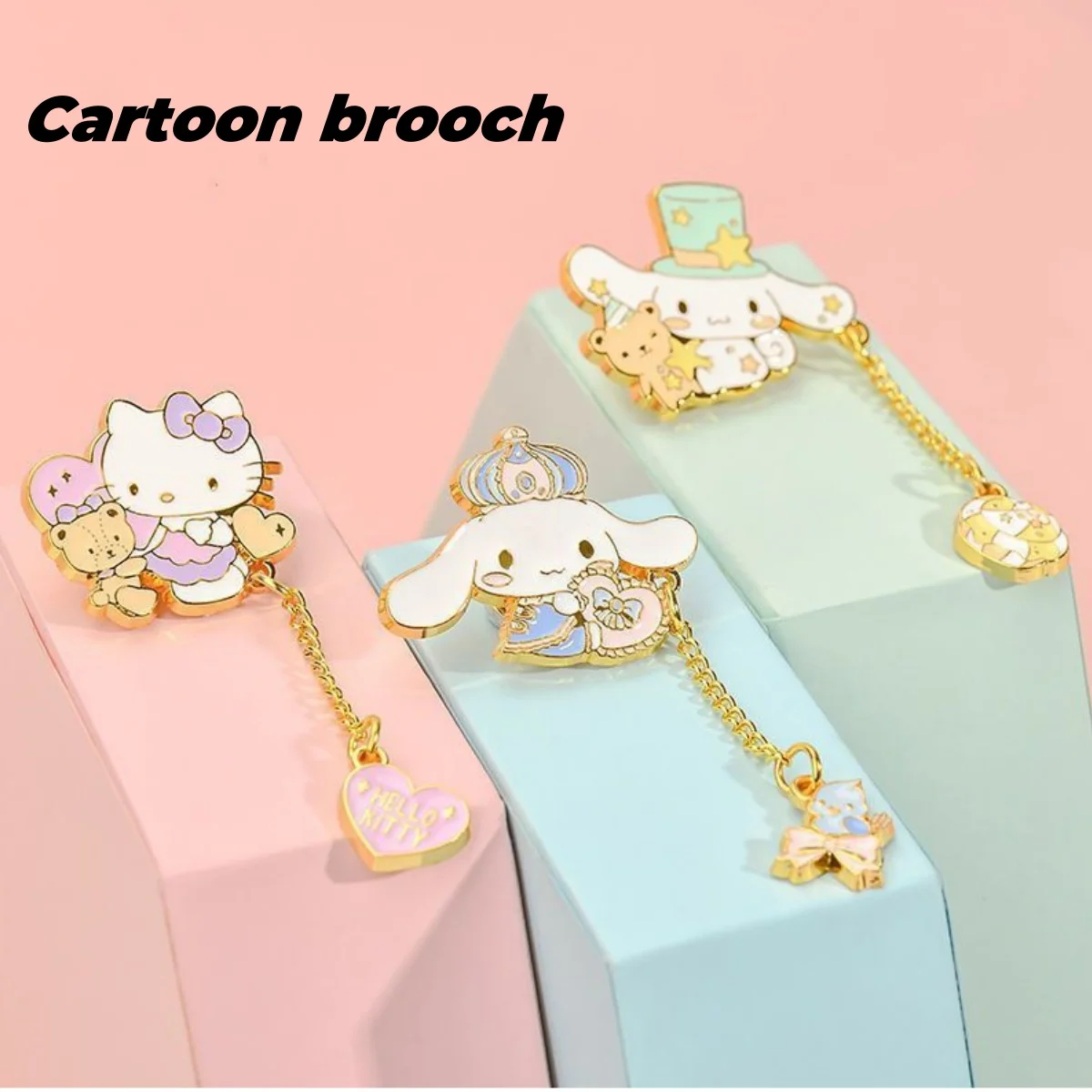 

sanrio cinnamoroll anime pins hello kitty metal chain brooch Japanese cute cartoon student schoolbag accessories halloween