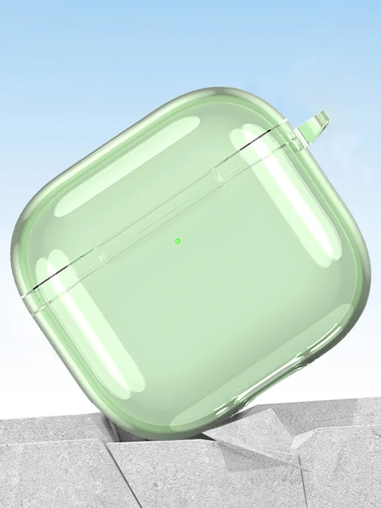 Housse transparente antichoc en TPU souple pour Apple AirPods 4 2024 avec mousqueton et protection antichute