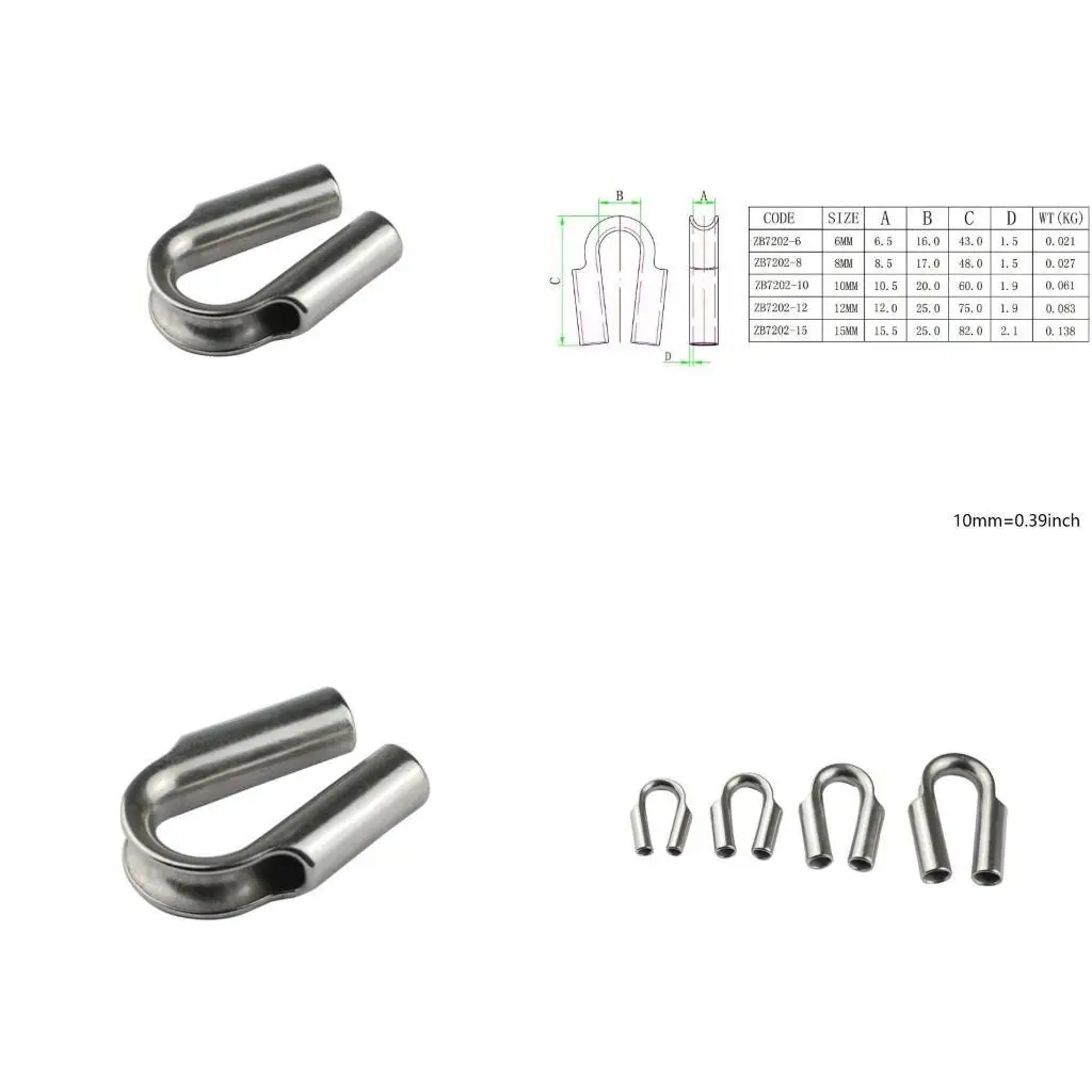 Wire Rope for Protection Rings Rigging Fasteners Anchor Line Thimbles Silver Rings Clamp Winch Wire Loop