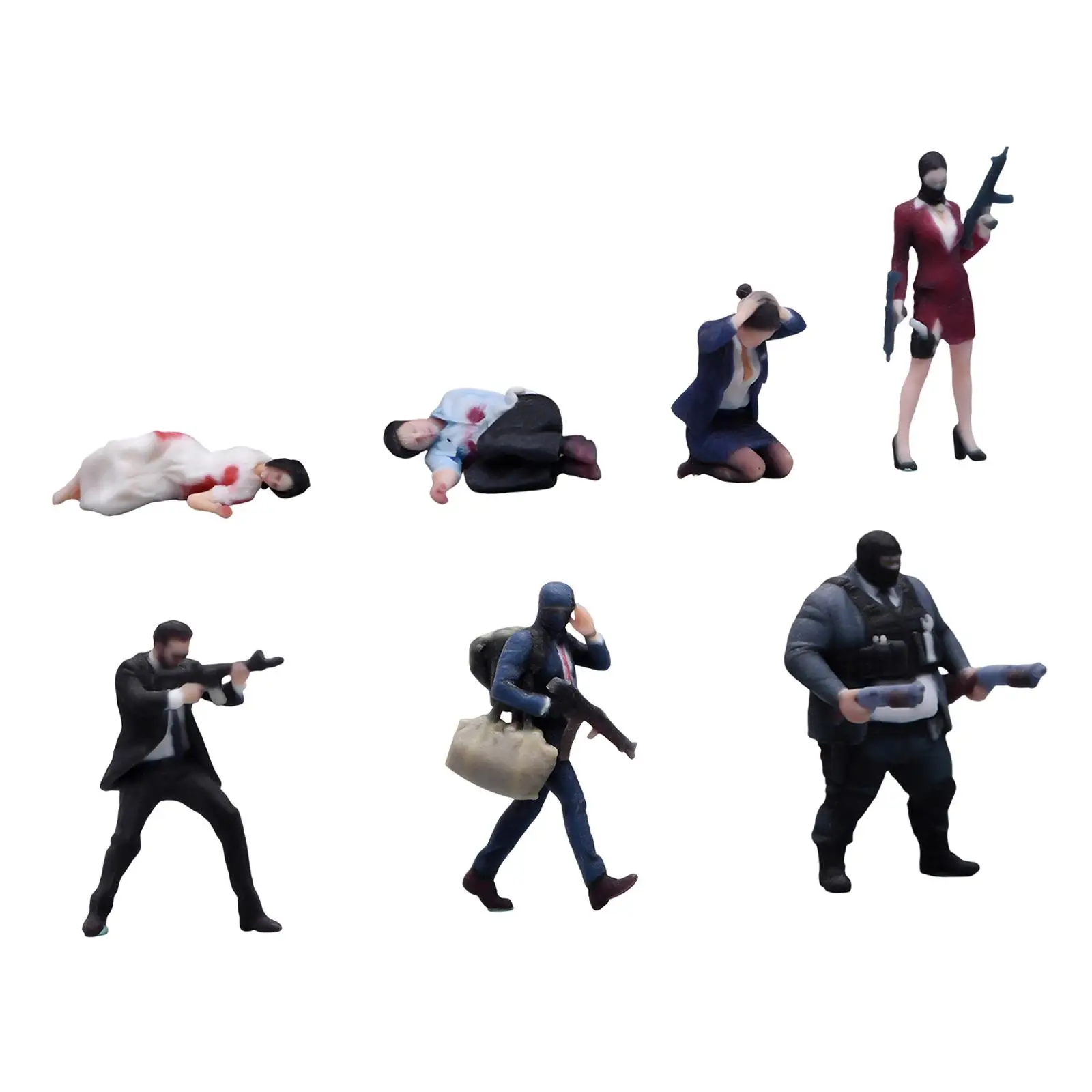 Hand Painted Robber Figures,Realistic Prop Toy Robbery Scene Model Miniature People Figurines Doll for Game Indoor Dollhouse